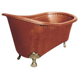 Baignoire autoportante en cuivre à double extrémité, design haut de gamme, avec rebord lisse et roulé pour un bain confortable de style spa - Product Image 1