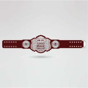Cinturón de Campeonato de Lucha Libre Personalizado de Latón y Zinc con Correa Color Granate, Cuatro Placas Laterales de Metal Plateado y Placa Central Dorada - Product Image 1