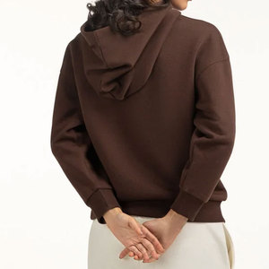 Sudadera con capucha de invierno ecológica 100% algodón en color sólido, diseño personalizado de alta calidad con logotipo, sudadera con capucha para mujer - Product Image 3