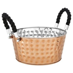 Gold Ribbed Metal <b>Ice</b> <b>Bucket</b> Round With Ring Handles Party Cooler Durable Design Large 3 Litre Capacity WIne Cooler Handmade - Product Image 4