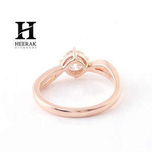 Anillo de Compromiso de Lujo con Diamante Cultivado en Laboratorio de Corte Brillante Redondo de 1ct 2ct, Anillo de Diamantes con Diseño Infinito en Oro Rosa de 14K 18K para Mujer - Product Image 2