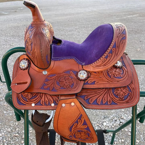 Genuine Leather Western Horse Saddle Wood Tree Nickel-Plated Hardware Softy Seat Trail Racing | Classic <b>Equestrian</b> Gear | - Product Image 1