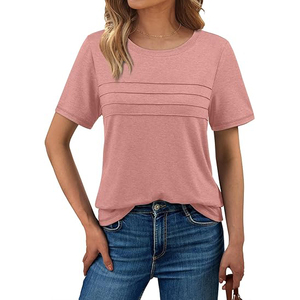 Camisetas Oversize de Streetwear para Mujer al por Mayor, Mezcla de Poliéster/Algodón Ecológica, de Verano, de Alto Gramaje, de Secado Rápido y Transpirables, Cuello Redondo - Product Image 1