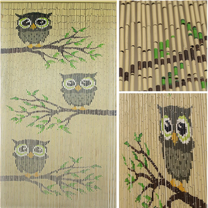 Bamboo Beaded Wall Hanging Owl Design Bohemian Indoor Decor Rectangle Handmade Living Room Door Curtain - Product Image 2