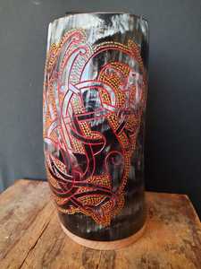 Jarra de Cuerno Ecológica de Estilo Chino Tradicional con Diseño de Dragón Rojo y Dorado para Cerveza, Café o Uso en Bodas - Product Image 4