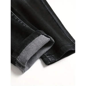 กางเกงยีนส์สีดำซีดทรงสลิมฟิตผ้ายืดสำหรับผู้ชาย พิมพ์โลโก้ได้ตามต้องการ คุณภาพสูง สไตล์เรโทร ผู้ผลิตส่งออก - Product Image 5