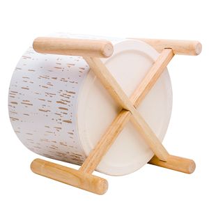 Set Moderno di Supporti per Piante in Ceramica e Legno, 6"D X 5.5"H, Bianco, Ecologico, Vaso da 3 Galloni - Product Image 3