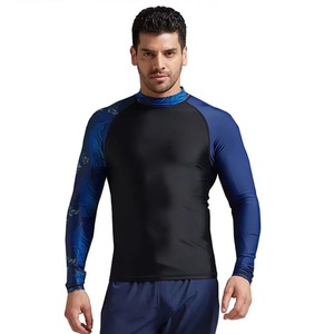 Maillots et hauts de protection anti-UV respirants à séchage rapide en polyester/nylon de couleur unie, personnalisés OEM, unisexes, pour la natation et le MMA - Product Image 3