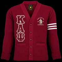 Cardigan d'automne à manches longues pour homme Ka Alpha Psi, 100 % laine, anti-rétrécissement, à rayures, avec lettres brodées et écusson, col en V, OEM
