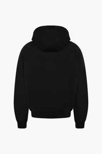 Ensemble survêtement homme noir uni avec logo personnalisé, sweat à capuche et pantalon de jogging assorti, OEM ODM, vente en gros de vêtements - Product Image 2