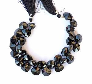 ลูกปัดหัวใจเว้าเหลี่ยมเพชรพลอยสปิเนลสีดำธรรมชาติ ร้อยเป็นเส้น สำหรับทำเครื่องประดับ ขายส่ง - Product Image 4