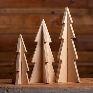 Ensemble d'arbres de Noël traditionnels en bois, mini-pin, à poser, décoration intérieure, artisanat, sans lumières incluses, style traditionnel - Product Image 1