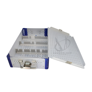 Sambrialmed International SI-677-2006 Aluminum Sterilization <b>Box</b> Silicone Mat <b>Locking</b> Lid CE Certified Surgical Instruments - Product Image 1