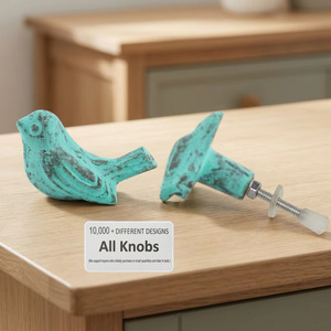 Poignées de meuble en fonte en forme d'oiseau, style rustique vieilli aqua, installation facile, pour cuisine, commode, armoire - Product Image 2