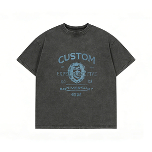 Camiseta Oversize de 260 g/m² con Corte Holgado, Lavado Ácido, Diseño Gráfico, Hombros Caídos, Estilo Vintage Grunge - Product Image 5