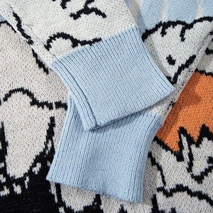 Pull en tricot pour homme à motif de dessin animé, manches longues, bleu clair, orange, imprimé dinosaure, style décontracté d'hiver - Product Image 6