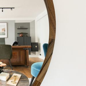 Espejo de Pared con Marco de Madera Natural, Asimétrico, Decorativo, para Sala de Estar, Dormitorio, Entrada, Pasillo, Estilo Moderno Rústico, para Bodas y Hogar - Product Image 6