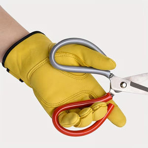 Guantes de Trabajo de Piel de Ciervo de Alta Calidad, Color Amarillo, Guantes de Seguridad con Cierre Elástico y Ajustable - Product Image 4