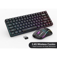 K84 Wireless Gaming Keyboard Mouse Combo OEM Wholesale Rechargeable Rainbow Backlit 75% TKL Keyboard 3200 DPI Mouse Set"