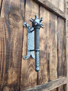 Poignée de porte en fer forgé résistante à la rouille, facile à installer, avec un design à boule pointue – Accessoire décoratif pour portes/ports d'entrée. - Product Image 3