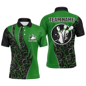 Custom <b>Bowling</b> Polo Shirt Men's Short Sleeve Sublimation Printed Team Jersey 100% Polyester Knitted Casual Plus Size - Product Image 3