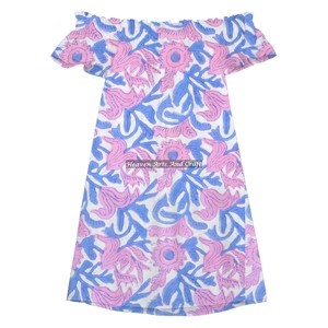 Vestido Elegante de Verano para Mujer Estilo Europeo-Americano, Nuevo Diseño Sexy con Hombros Descubiertos, Estampado y Costuras Naturales - Product Image 1
