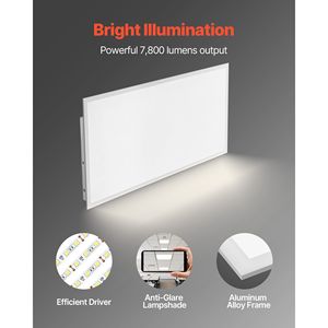Pannello LED piatto 2x4 piedi 7800 LM, plafoniera a incasso per controsoffitto, 3 colori selezionabili 4000K/5000K/6000K - Product Image 5