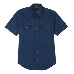 Camisa de Mezclilla de Manga Corta para Hombre, Talla Grande, de Alta Calidad, Transpirable, con Cuello Camisero, Color Sólido, de Algodón, Informal - Product Image 2