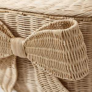 Cesta de ropa de mimbre con lazo y tapa, cesto decorativo de mimbre para juguetes, cesto de lavandería, caja para dormitorio de niñas - Product Image 3