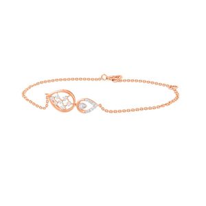 Bracelet chaîne en or rose avec diamant de laboratoire en forme de poire - Product Image 2