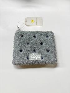 Porte-monnaie personnalisable en PU avec broderie en fil métallique et patch logo, petit portefeuille au toucher artisanal 13*11cm - Product Image 2