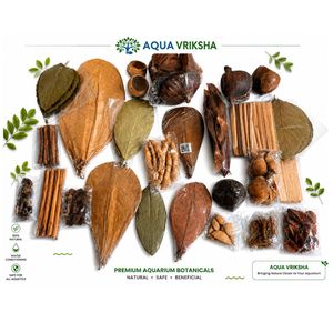 AQUA VRIKSHA Aquarium Botanicals Starter <b>Kit</b> Pack of 27 Natural Dried Leaves Pods & Bark in Box & Bags for Tetra Fish - Product Image 3