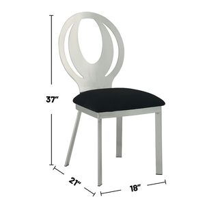 Set di 2 sedie da pranzo laterali in microfibra e metallo con finitura argento e nero - Product Image 3