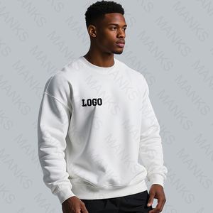 Sudaderas con capucha de cuello redondo de LICRA de algodón pesado para hombre, ropa deportiva con logotipo personalizado transpirable, sudaderas de entrenamiento de gimnasio, MOQ bajo - Product Image 1