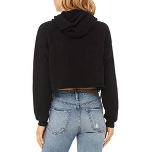 Sudadera con capucha de cuello alto de Color sólido para mujer, Top corto informal holgado, 100% de algodón para la temporada de otoño - Product Image 3