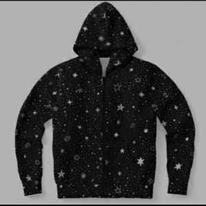 Sudadera con capucha y cremallera Elite Celestial Stardust – Forro polar Obsidian de primera calidad, bordado detallado de estrellas y constelaciones en toda la prenda - Product Image 1