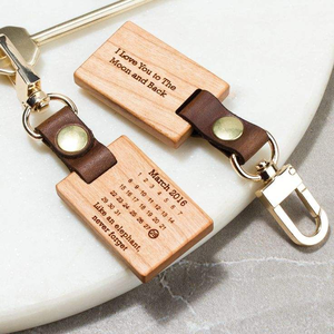 Porte-clés personnalisé en acier inoxydable et bois naturel, gravé au laser avec logo, étanche et écologique, vente en gros d'usine - Product Image 3
