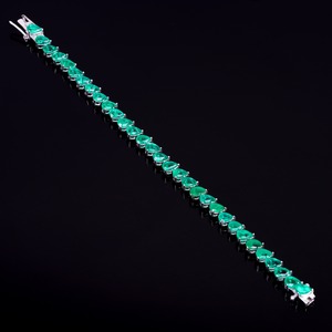 Heart Shape Multi Color Tennis <b>Bracelet</b> Silver Material Green color <b>Gemstone</b> <b>Bracelet</b> Elegant Womens Jewellery Gift Love use - Product Image 3