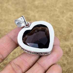 Colgante de Amatista Facetada, Hecho a Mano, Plata de Ley 925, Forma de Corazón, Gema, Joyería Vintage - Product Image 2