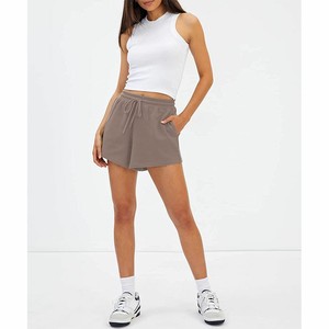 Shorts en molleton 100 % coton pour femme, taille mi-haute, design élastique, respirant, anti-plis, séchage rapide, écologique, OEM - Product Image 2