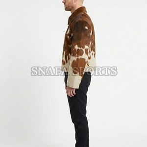 Chaquetas de cuero premium con pelo, diseño personalizado bordado e impreso, talla adulto, chaquetas de cuero de vaca para hombre para invierno - Product Image 5