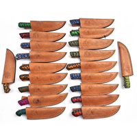 Lot de 20 couteaux de chasse en acier Damas à lame fixe de 7 pouces, manches en bois Pakka, lame pleine longueur