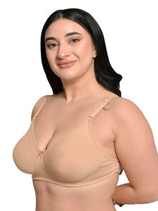 Sujetador sin aros para mujer, cómodo para el día a día, transpirable, copa 3/4, tirantes ajustables, color liso, sin forro, cierre trasero, de algodón. - Product Image 2