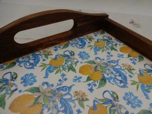 Plateau de service en bois fabriqué à la main Design imprimé Style rustique multi-usages poignées de plateau décoratif pour cuisine salle à manger décor à la maison - Product Image 3