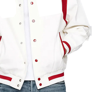 Veste universitaire KAP rouge et blanche, corps en laine, manches en cuir, style universitaire, veste bomber, style collégial, personnalisable, veste universitaire de fraternité - Product Image 3