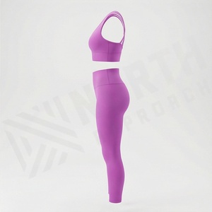 Conjunto deportivo sin costuras de talla grande para mujer, conjunto de dos piezas con efecto push-up, ropa deportiva para yoga, ropa de fitness de cintura alta - Product Image 3