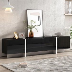 Mobile TV Rettangolare Contemporaneo in Bianco e Nero, Personalizzabile, Stile Moderno Unico per TV fino a 80 Pollici - Product Image 1