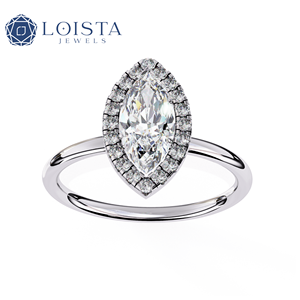 Anillo de Compromiso LOISTA para Mujer con Diamante Corte Marquesa Platino y Diamantes Laterales Naturales con Certificación GIA Color D, Estilo Clásico - Product Image 2