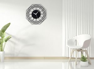 Modern Geometric Roman Numeral Wall <b>Clock</b> Black <b>Metal</b> Decorative Wall Art <b>Clock</b> Contemporary Minimalist Round <b>Clock</b> for Living - Product Image 3