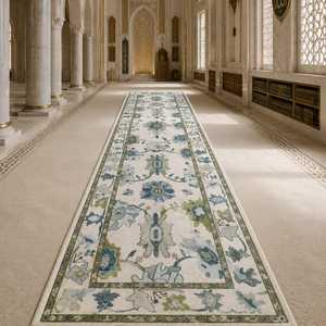 Premium Traditional Eco-Friendly Hand Knotted Wool Floral Oushak <b>Runner</b> Rug - Product Image 3